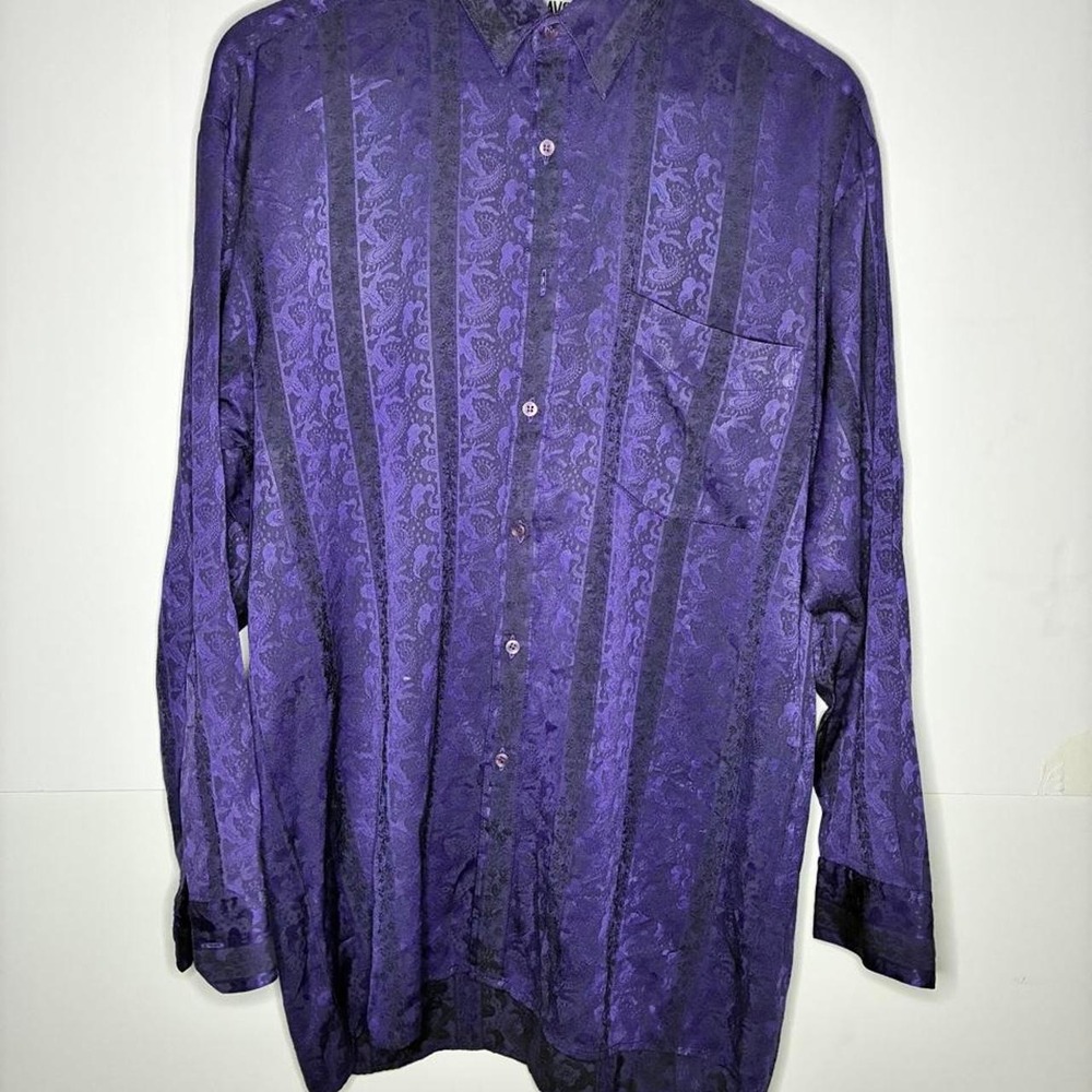 Pavo by Lastrada Purple Polyester & Rayon Button Up